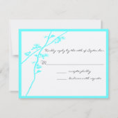 Aqua Blue Wild Flower Branch Wedding RSVP (Achterkant)