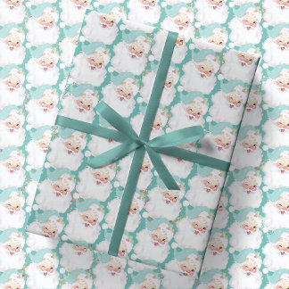 Aqua Blue Wink Santa Claus kerstcadeau Cadeaupapier