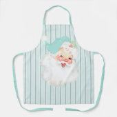 Aqua Blue  Winking Santa Kerstgeschort Schort (Voorkant)