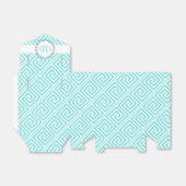 Aqua blue, witte Griekse sleutelmonogram bruiloft Bedankdoosjes (Uitgevouwen)