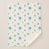 Aqua Blue Yellow Atomic Pattern Mid Century Modern Sherpa Deken (Voorkant)