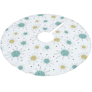 Aqua Blue Yellow Franciscan Starburst Mideeuw Kerstboom Rok