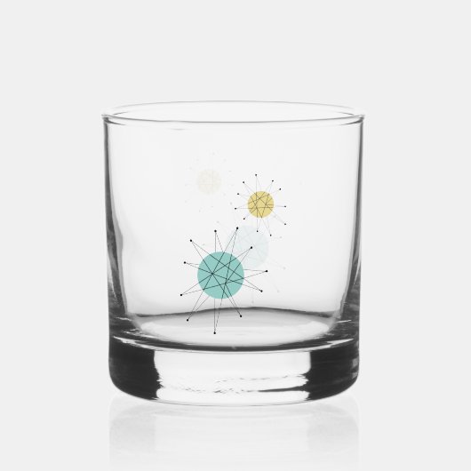 Aqua Blue Yellow Franciscan Starburst Mideeuw Whisky Glas (Voorkant)