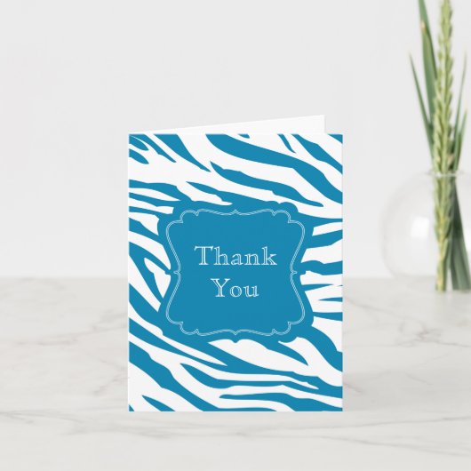 Aqua Blue Zebra Print dank u Bedankkaart (Voorkant)