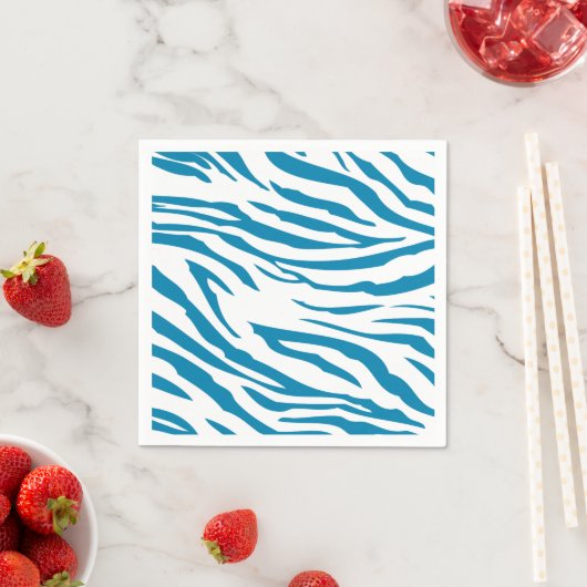 Aqua Blue Zebra Print Servetten (Insitu)