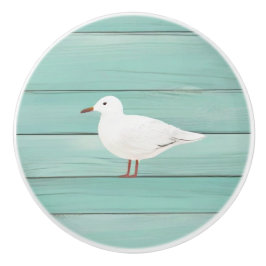 Aqua Blue Zee meeuw Faux Wood Zeemeeuw ladeknop Keramische Knop