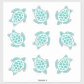 Aqua Blue Zee Turtles Whimsical Nautical Sticker (Vel)
