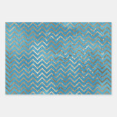 Aqua Blue Zig Zag en Leopard Inpakpapier Vel (Voorkant)