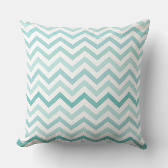 Aqua Blue Zigzag Pattern – Modern Minimalist   Kussen (Voorkant)