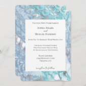 Aqua Blue Zilver Marmeren bruiloft Kaart (Voorkant / Achterkant)