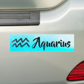 Aqua Blue Zodiac Sign Aquarius Horoscope Bumpersticker (Op auto)