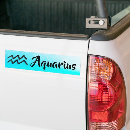 Aqua Blue Zodiac Sign Aquarius Horoscope Bumpersticker (Op Truck)