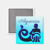 Aqua Blue Zodiac Sign Aquarius Magneet (Voorkant / Achterkant)