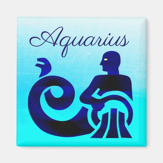 Aqua Blue Zodiac Sign Aquarius Magneet (Voorkant)