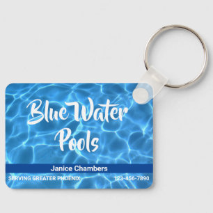 Aqua Blue Zwembadreinigingsdienst Sleutelhanger