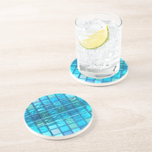 Aqua Blues doorschijnende tegellook Zandsteen Onderzetter