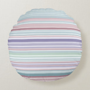 Aqua, Blush en Lavendel Strepen Rond Kussen