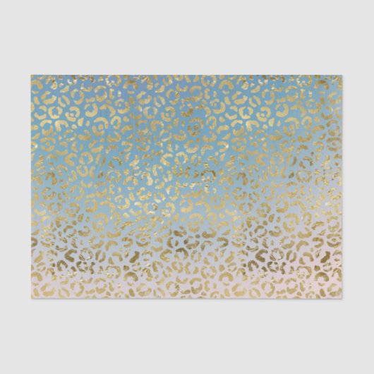 Aqua Blush Gold Leopard Print Tissuepapier (Voorkant)