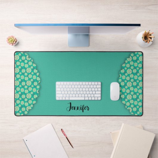 Aqua Boho Concevez Votre Nom Bureau Mat (Bureau 1)