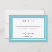 Aqua Bold Border Moderne bruiloft RSVP Kaartje (Voorkant)