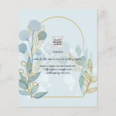 Aqua Bord Blauw Bladeren Bruiloft SAVE THE DATE Cu (Achterkant)