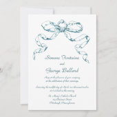 Aqua Bow Swag Faire-part de mariage (Devant)