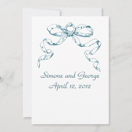 Aqua Bow Swag Wedding Uitnodiging (Achterkant)