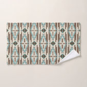 Aqua Brown Aztec Pattern Monogram Bad Handdoek (Handdoek)