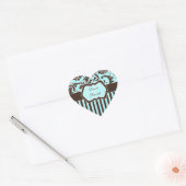 Aqua, Brown en White Striped Damask Sticker (Envelop)