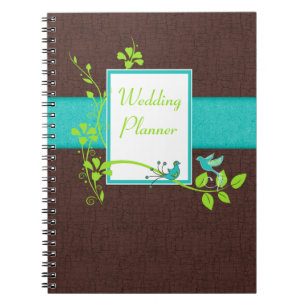Aqua Brown Green White Wedding Planner Notitieboek