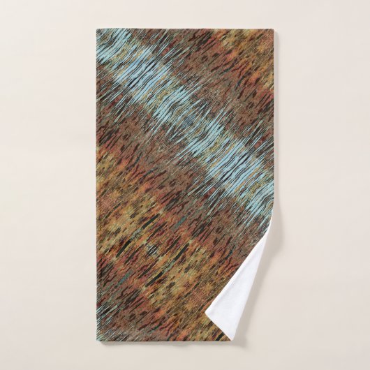 Aqua Brown Mosterd Sinaasappel Abstract patterned Bad Handdoek (Handdoek)