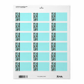 Aqua, bruin, wit Damask-adreslabel Etiket (Full Sheet)