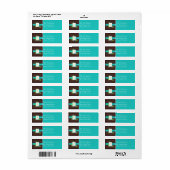 Aqua, Bruin, Wit, Groen Monogram Adresetiket Etiket (Full Sheet)