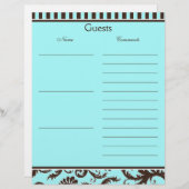 Aqua, bruin, witteband, Damaskast, papier (Voorkant / Achterkant)