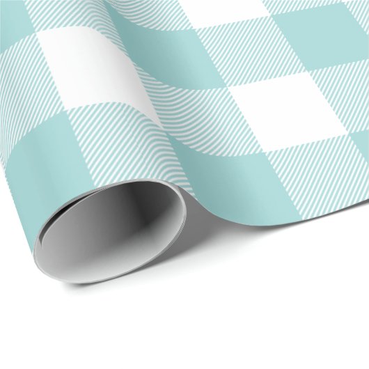 Aqua Buffalo Check Pattern Cadeaupapier (Rol Hoek)