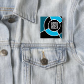 aqua bullseye QR-code Vierkante Button 5,1 Cm (In situ)