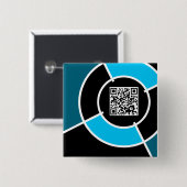 aqua bullseye QR-code Vierkante Button 5,1 Cm (Voorkant /achterkant)