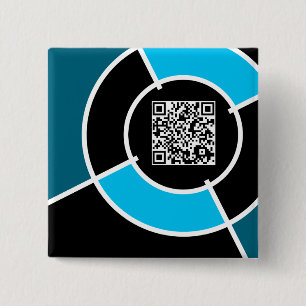 aqua bullseye QR-code Vierkante Button 5,1 Cm