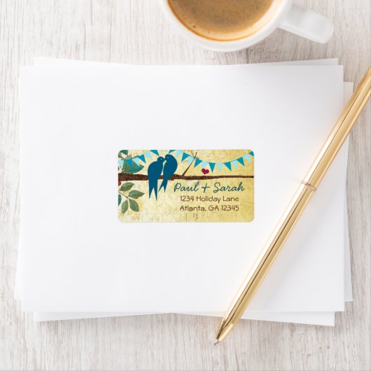 Aqua Bunting  Tortelduifjes Etiket (Insitu)