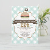 Aqua Burger Couples BBQ Baby Shower Invitations (Debout devant)