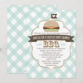 Aqua Burger Couples BBQ Baby Shower Invitations Kaart (Voorkant / Achterkant)