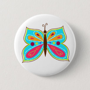 Aqua Butterfly Button