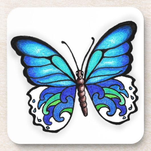 Aqua Butterfly Drankjes Onderzetter (Voorkant)