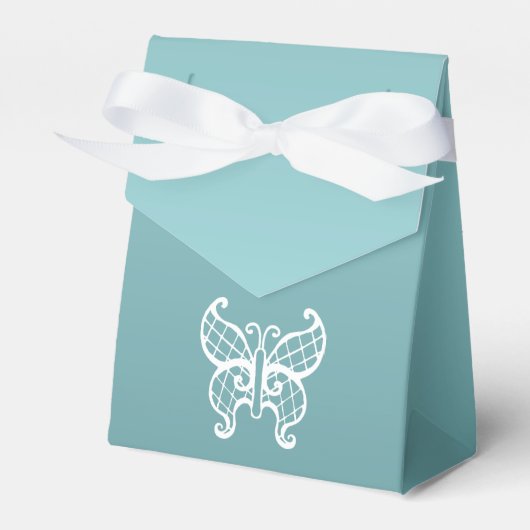Aqua Butterfly Favor Box Bedankdoosjes (Voorkant Zijde)