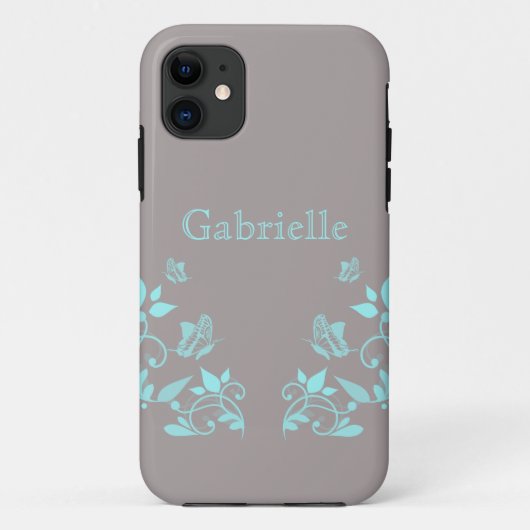 Aqua Butterfly Floral BT iPhone 5 Coque (Dos)