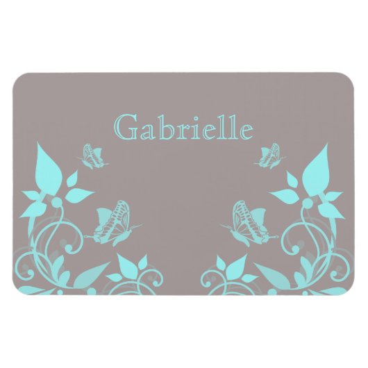 Aqua Butterfly Floral Premium Magnet Magneet (Horizontaal)