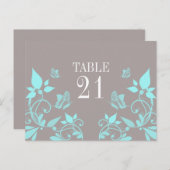 Aqua Butterfly Floral Table Number Briefkaart (Voorkant / Achterkant)
