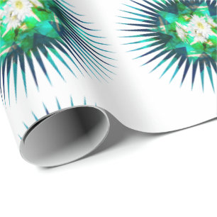 Aqua Cactus Flower Kaleidoscope Effect Cadeaupapier