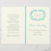 Aqua cadre feuillage bleu cadre plié programme de (Devant)