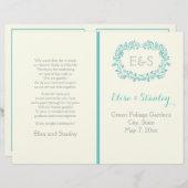 Aqua cadre feuillage bleu cadre plié programme de (Devant / Derrière)